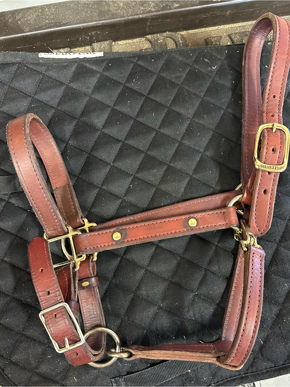 SmartPak Leather Adjustable Halter - Oakbark Brown